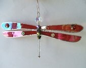 Dazzling Dragonfly Suncatcher Ornament in Iridescent Red