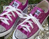 Custom Made HOT PINK GLITTER Converse with Swavroski Crystals
