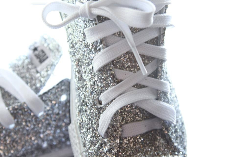 Hand Made Silver GLITTER Converse with Swavroski Crystals