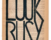 LOOK BUSY inspirational quote,  letterpress typography print on salvaged page book art print, home office wall art children, wall art decor