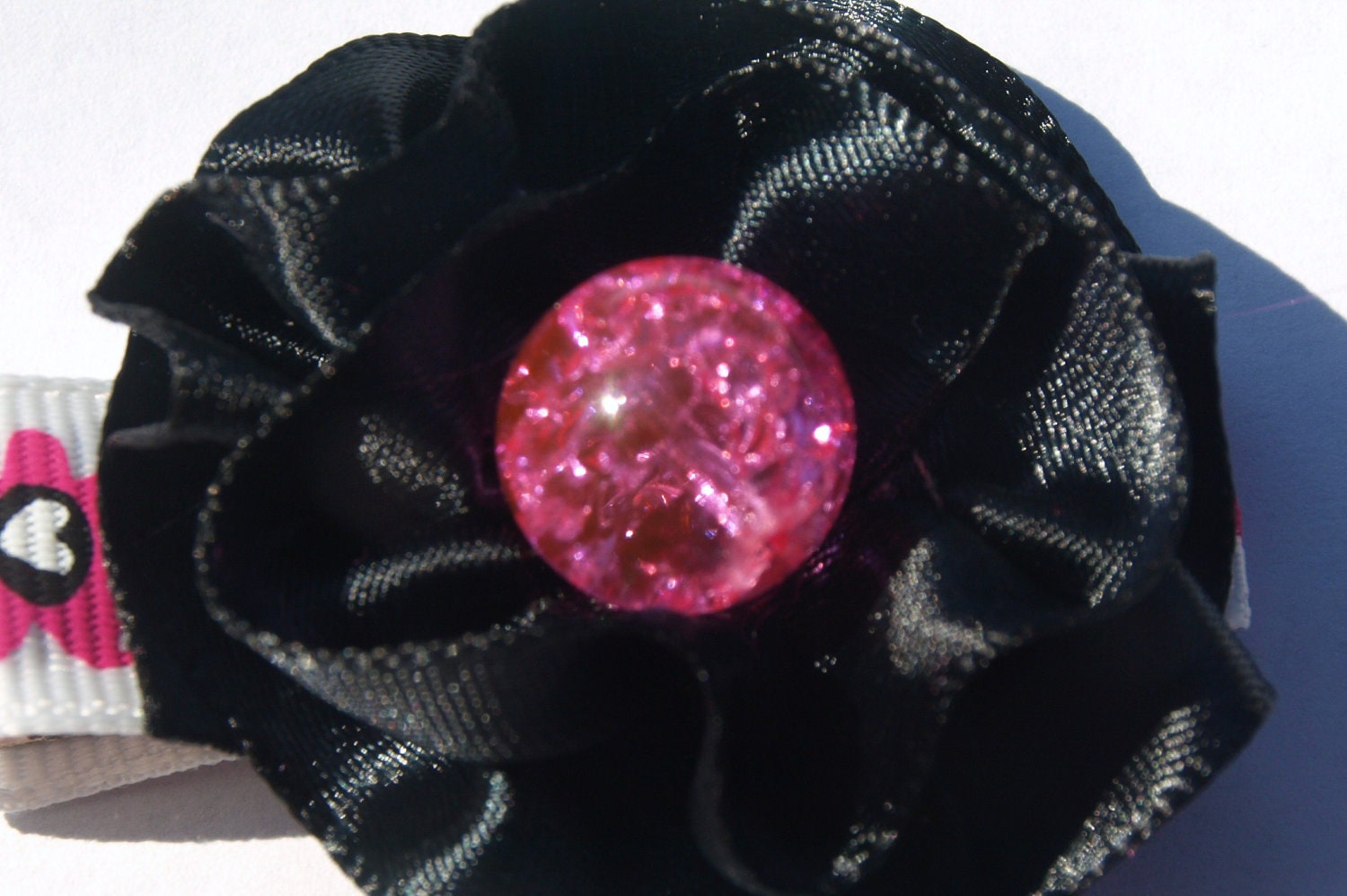 black and hot pink hair clip- sparkly pink and black - fancy hair accessories