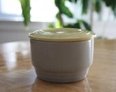 Yellow and Gray Hall icebox dish with lid