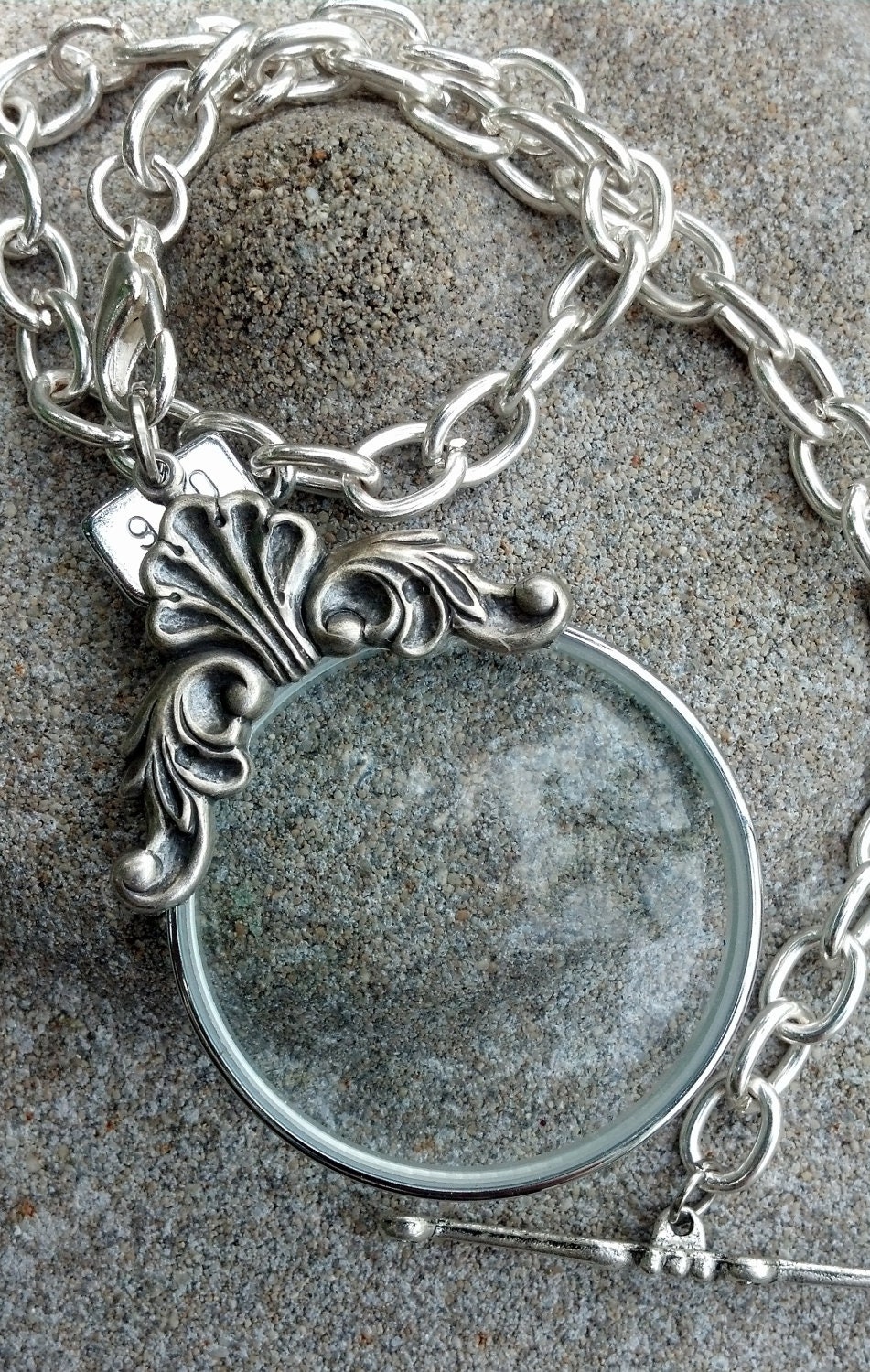 Gold Silver or Patina Unique Filigree Unisex magnified Monocle free US shipping