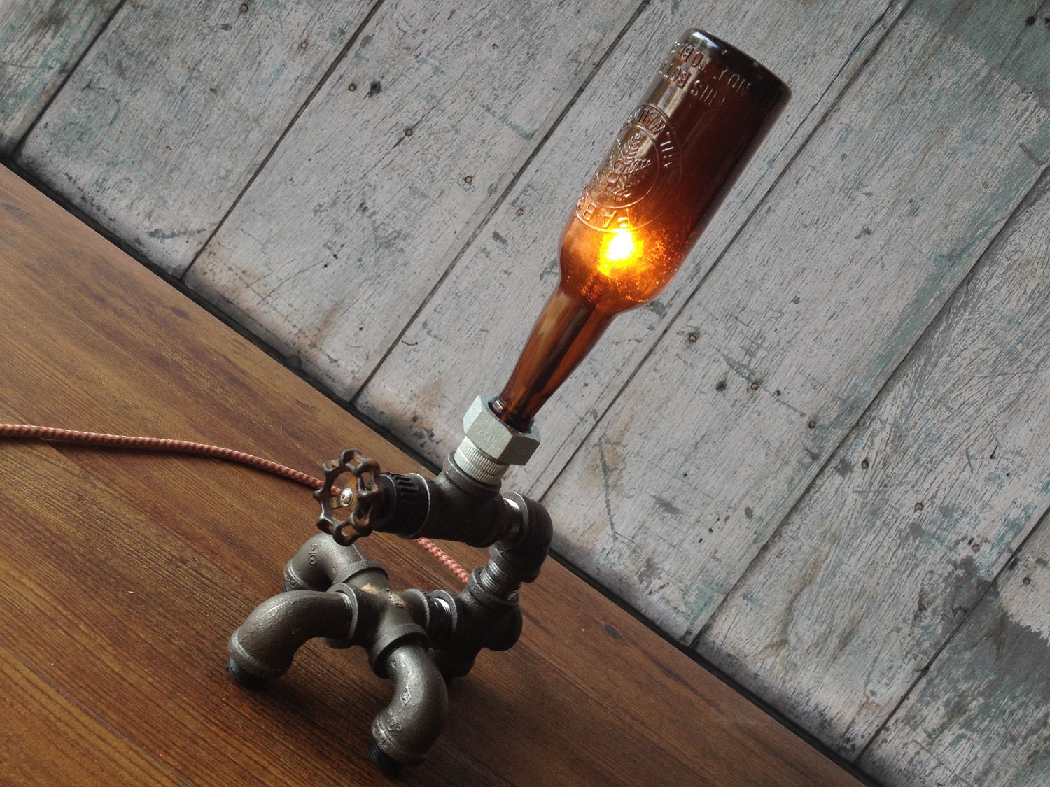 Fathers Day Gift - Bottle Lighting - Man Cave - Dorm Room Decor - Faucet Fixture - Table Lamp Furniture