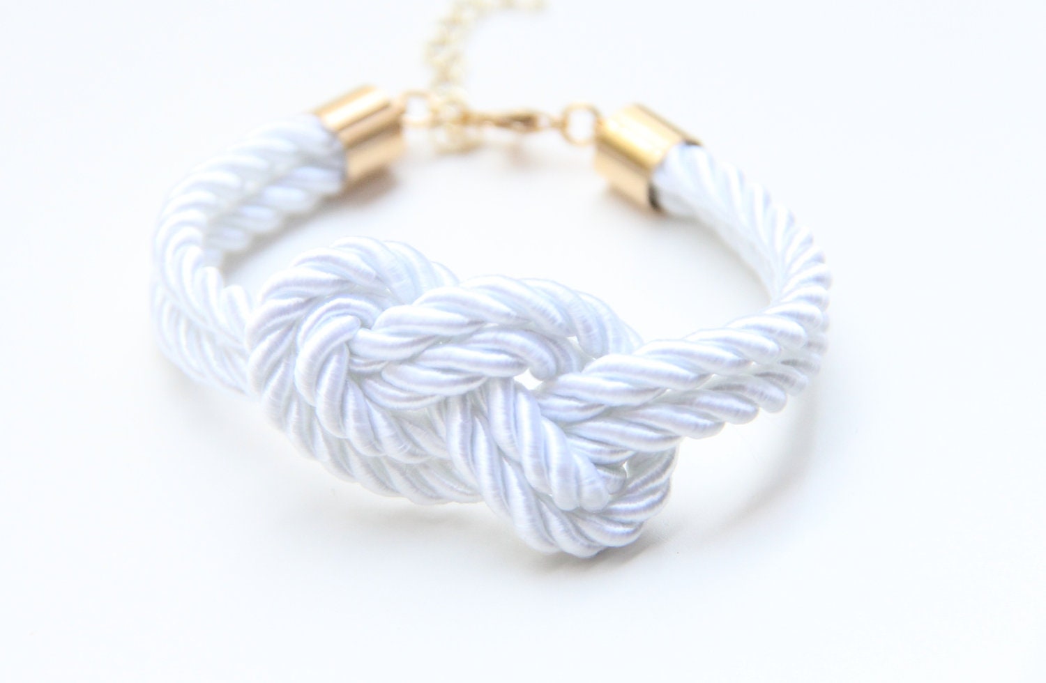 White Gold silk Knot Bracelet - 24k gold plated - bridesmaid set