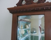 1920s Mirror w/ Hand Carved Frame, Beveled, Wall Mirror - Vintage Home Decor