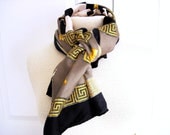 Vintage Paloma Picasso silk scarf/ chess pieces/ 100% silk/ Made in Italy/ designer scarf/ 80s 90s/ grey black yellow hues