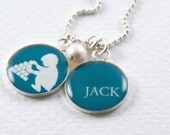 Child Silhouette Necklace Baby Name Necklace Personalized Baby Pendants