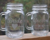 Personalized Mason Jar Drinking Glasses (Set of 2) - Bride & Groom