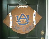 Burlap Football Door Hanger-Auburn University- Customize with your choice of school