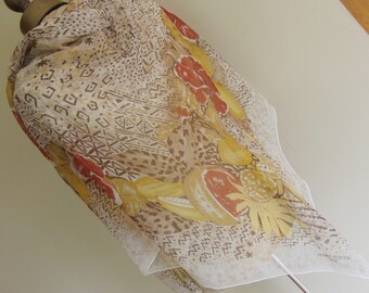 Marc Rozier silk chiffon scarf shawl autumn theme