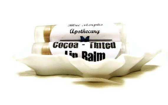 Organic Raw Cocoa Powder Tinted Lip Balm with Rosehip Oil & Sweet Almond Oil -- Natural -- Beeswax -- Tube