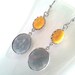 Vintage Cool Gray with Yellow Silver Earrings,Drop, Dangle, Glass Earrings,bridesmaid gifts,Wedding jewelry