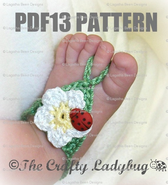 Flower barefoot sandals  - crochet pattern for babies and toddlers - PDF13 digital download