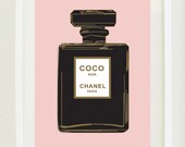 Print: 12 "X 18" Coco Chanel NOIR Perfume Bottle Print, wall print gallery, office, bedroom wall print,