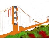 P26 - San Francisco Gold Gate Bridge Minimalist Abstract Art Card Invitation Postcard Greeting Card