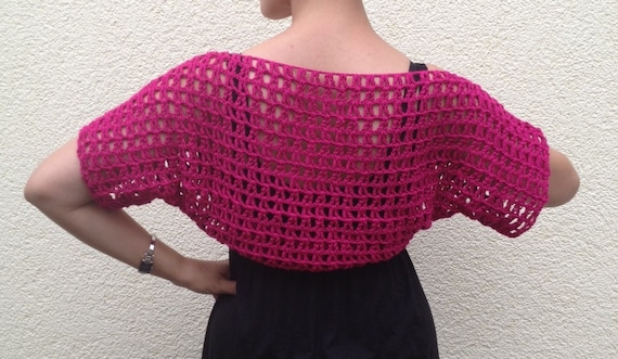 Crochet Shrug Bolero in Cranberry