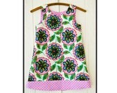 Reversible A-line Dress, Spring Summer Autumn Jumper, Sun Dress, Designer Fabric, Baby Toddlers Girls, 3m 6m 12m 18m 2T, 3T, 4T, 5, 6, 7, 8