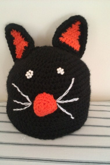 Crochet black cat hats-Girl or Boy-Wonderful Birthday Gift or Photo Prop- Customizable Colors- for Halloween