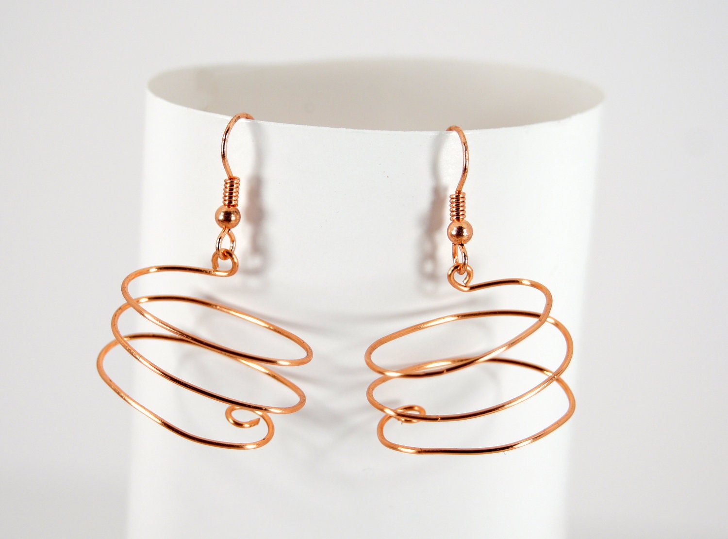 Copper Elliptical Swirl Earrings 1306
