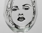 Madonna, painted wine glass, hand painted, goblet