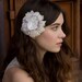 Ivory and Lavender Purple Feather Fascinator with Vintage Alencon Lace Center and Freshwater Pearls