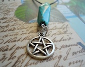 lilah. turquoise pentacle necklace (witchy, pagan, wiccan, pentagram, stone, howlite)