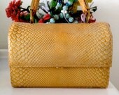 vintage faux snakeskin gold evening purse