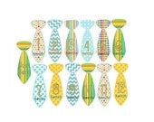 Baby Boy  Monthly Onesie Ironon Tie  Transfers - Bright Mod Colors Plus Just Born No.106