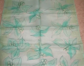 Vintage Silk Vera Neumann Scarf- Aqua and white