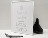 Affiche A4 - Illustration dessinée "Keep Calm and Love Typo"