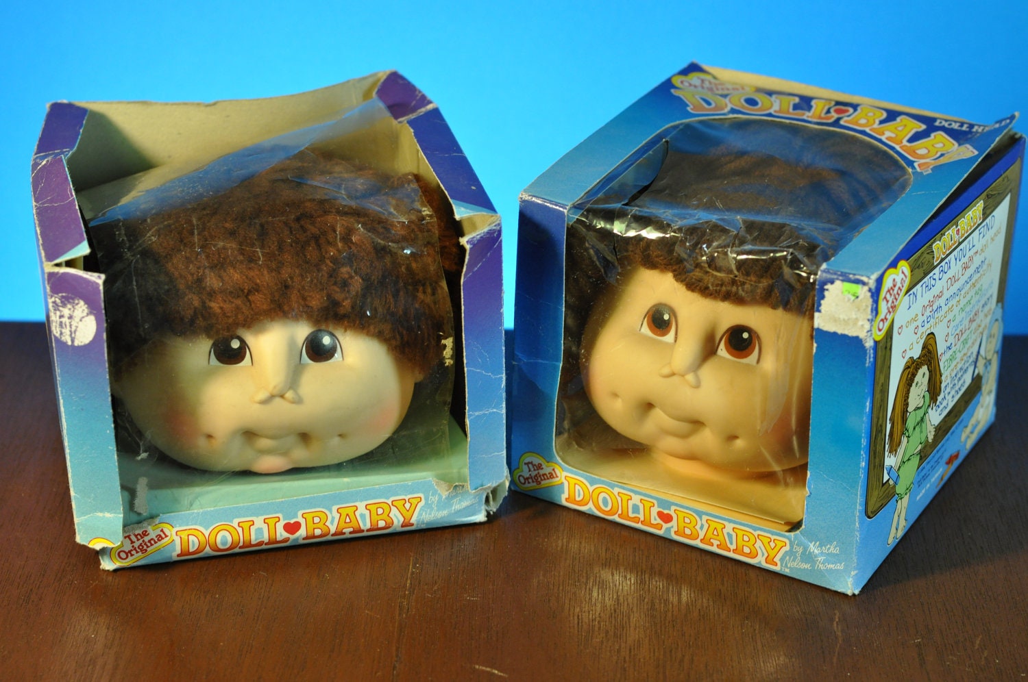 The Original Doll Baby Doll Head One Pair Ponytail Girl and Short Hair Boy 1980s by Martha Nelson Thomas Cabbage Patch Look-Alike