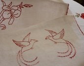 Shabby Chic Two Naif (naive) French embroidered cotton cases to store dishes