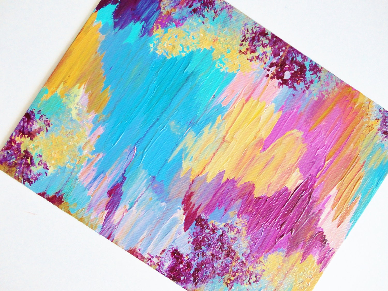 SALE - Beautiful Original Abstract Painting FREE Shipping, Carnival Dreams Candy Pastel Pink Turquoise Gift for Her Fall Xmas Gift Under 100