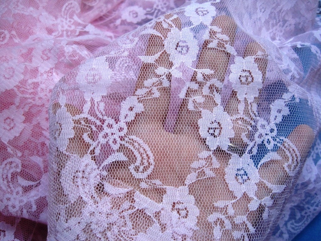 Fabric Allover Floral Lace, Fat Quarter, Shabby Pink,18" X 22" inches, For Victorian & Romantic Projects