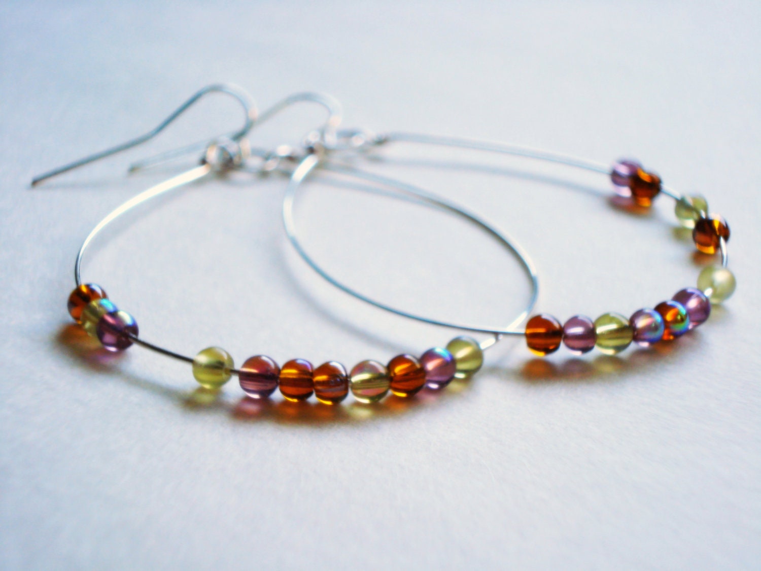 Autumn Leaves Silver Hoop Earrings