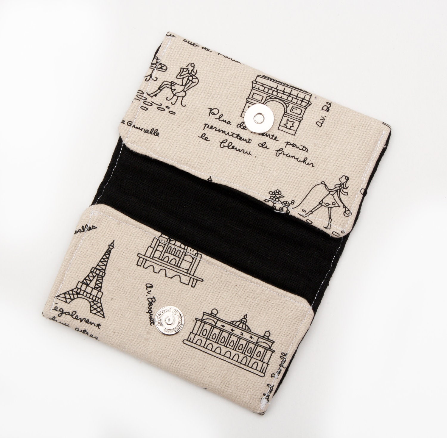 Business card holder small gift for her, for him card case  - walk in Paris