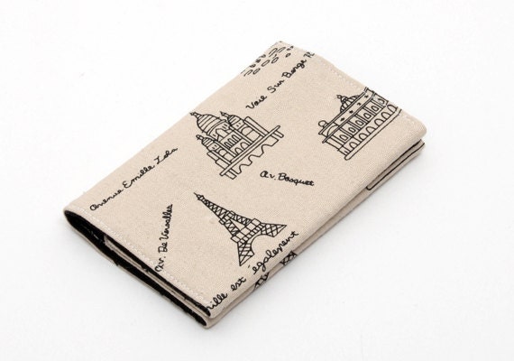 Business card holder small gift for her, for him card case  - walk in Paris