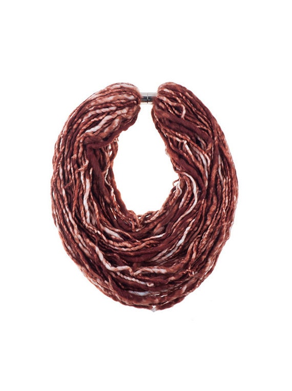 Spotted brown cowl - Scarf- knit Necklace