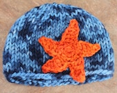 Blue Sea Star Baby Hat