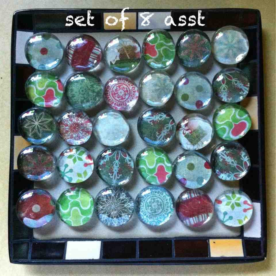 christmas glass magnets (set of 8 assorted)