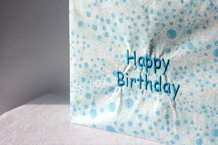 GIFT BAGS - Light Blue - Happy Birthday - Bubbles  - Medium
