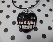 OOAK Hand Painted Day of the Dead Sugar Skull Necklace