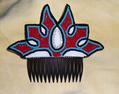 Native Made Beaded Hair Comb w/Rhinestone.