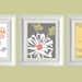 Modern Vintage Art Prints For Home - 8X10 - Set of 3 - No. 123-1-D-B-F - White, Yellow, Grey, Jasmine, Gray, Flowers, Nature, Leaves
