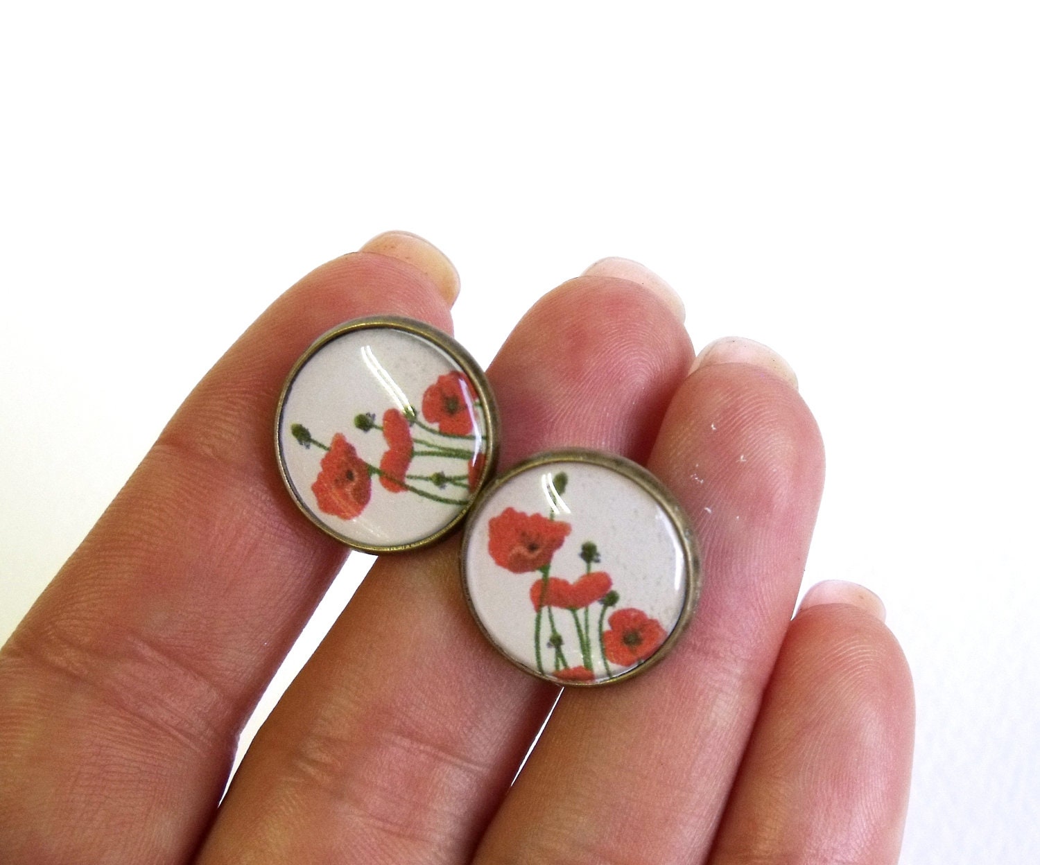 Poppy earring studs floral ear post