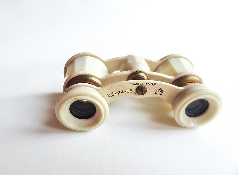 Vintage Opera Glasses Binoculars Soviet Russian Ivory Gold Antique Collectible