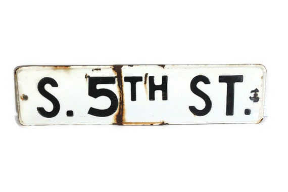 Rustic Vintage Street Sign Black and White Industrial Decor