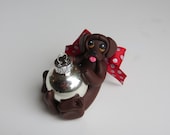 Labrador Retriever dog christmas ornament polymer clay chocolate brown - HeartOfClayGirl
