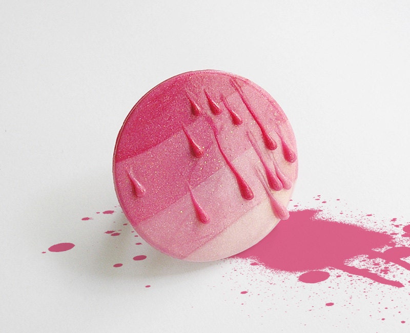 Art Jewelry / OOAK pink polymer clay ring, pink art /"Pink Attitude" /